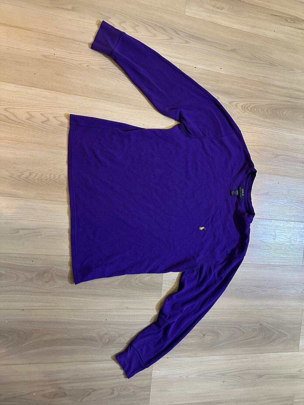 Polo Ralph Lauren Waffle Knit Thermal Sleepwear Shirt Mens XL Purple